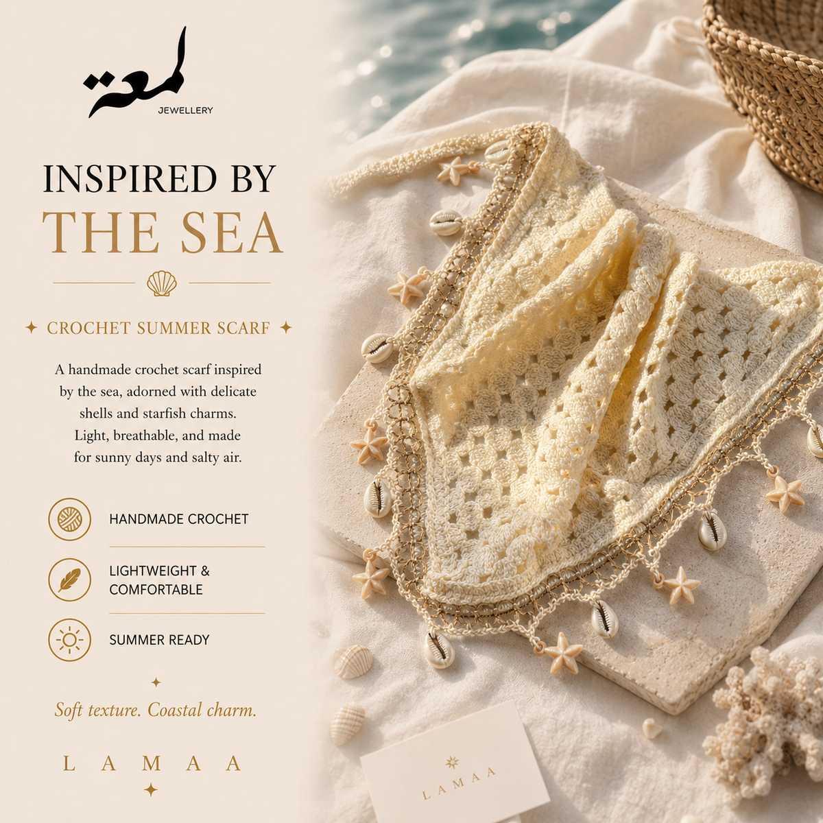 Seashell Crochet Summer Scarf