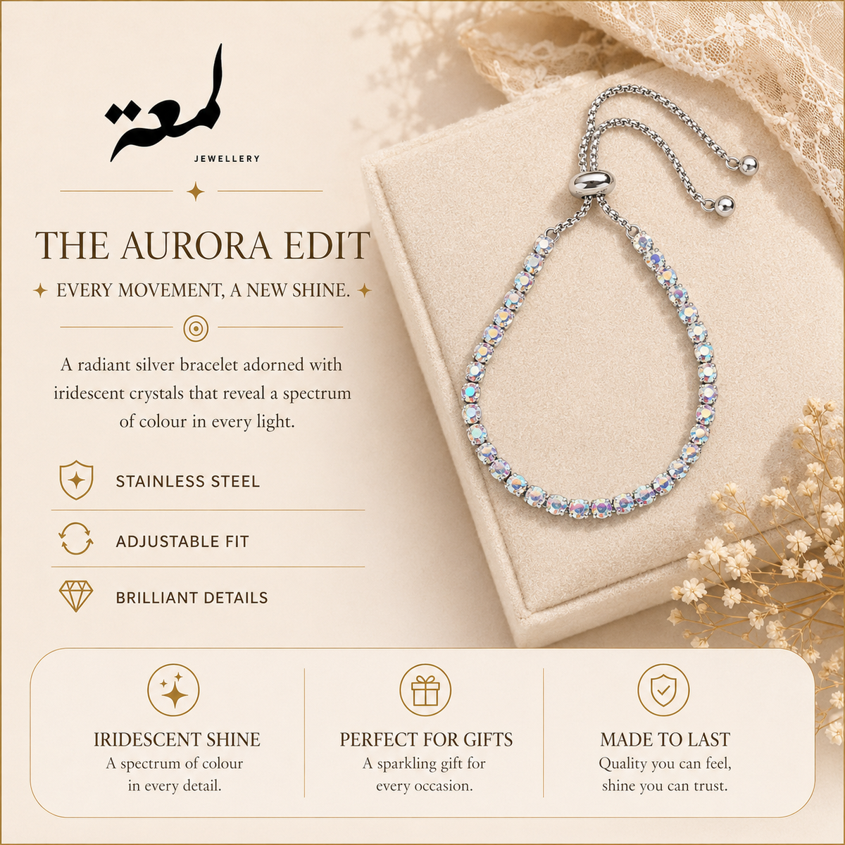 The Aurora Adjustable Tennis Bracelet