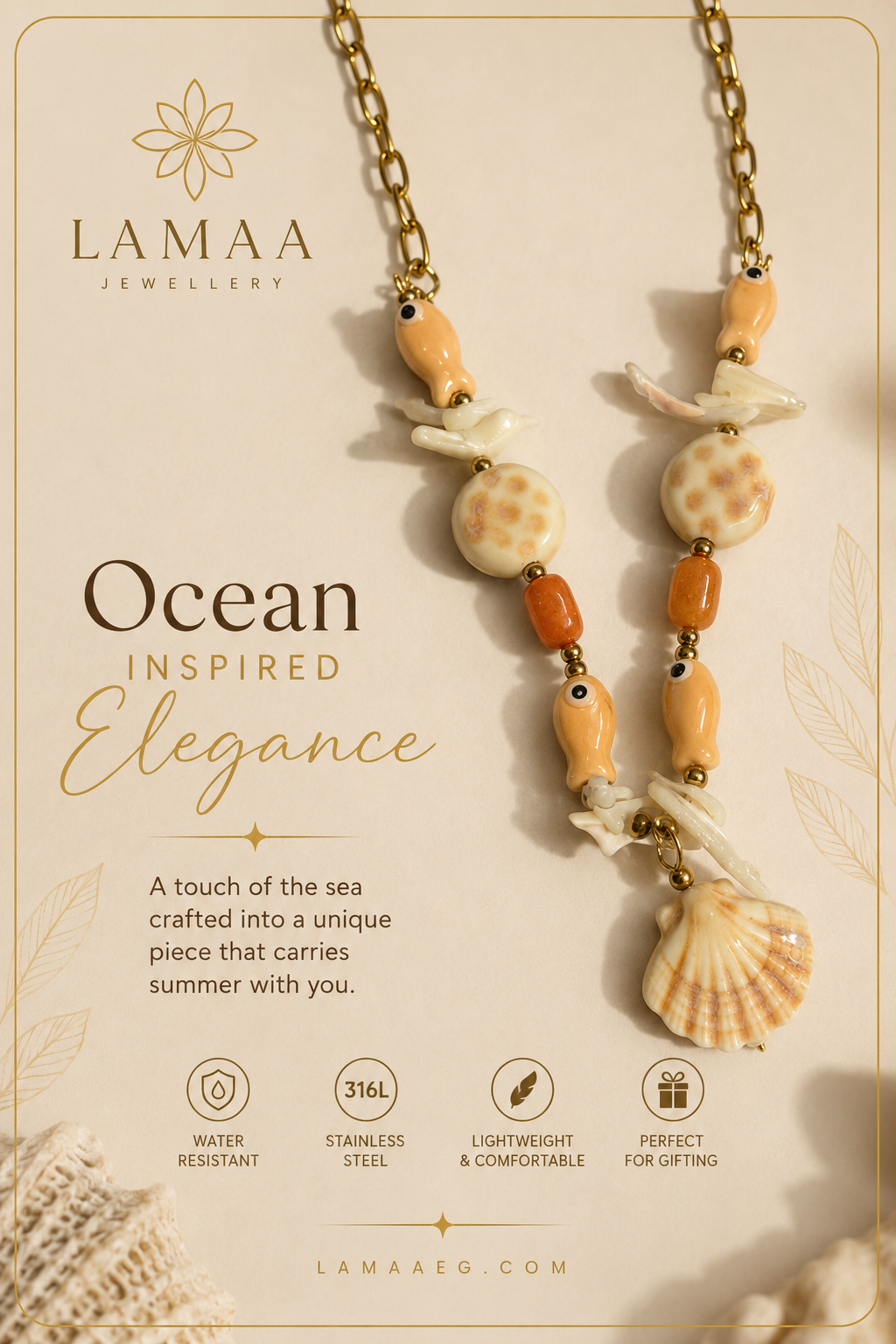 Seashell & Fish Charm Necklace