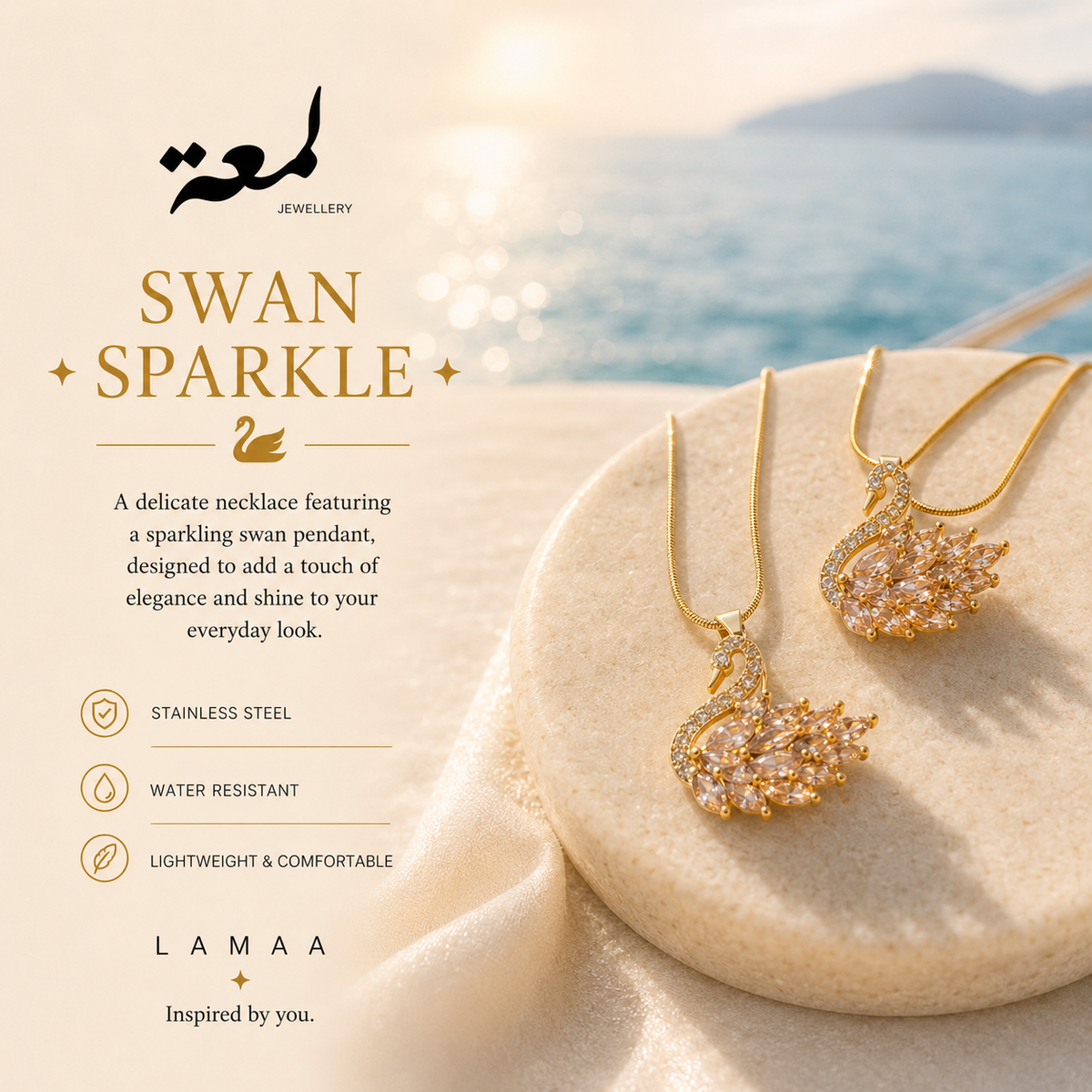 Swan Sparkle Necklace |سلسلة البجعة اللامعة