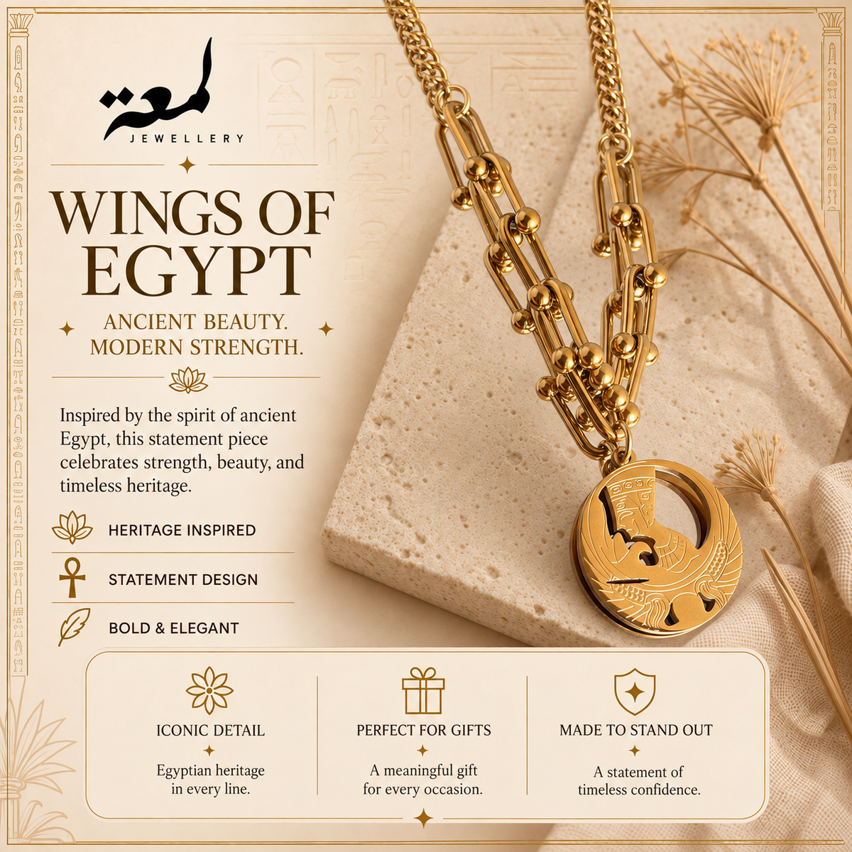 Wings of Egypt Statement Necklace