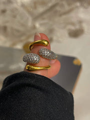 Two-Tone Pavé Adjustable Ring